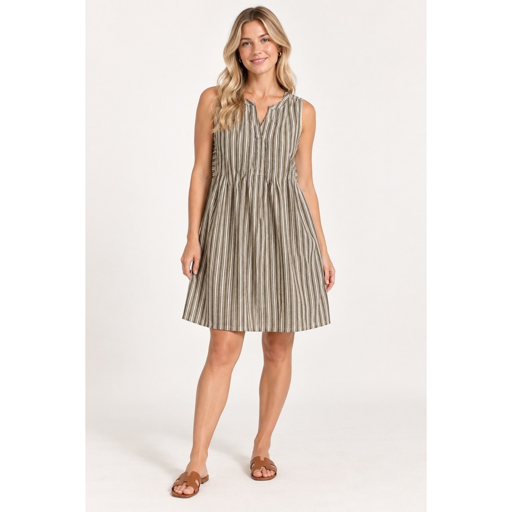 Sonoma Goods For Life Linen Blend Striped Shift Dress Boho Minimalist Medium